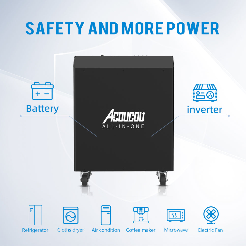 Acoucou All-In-One Built-In Inverter Solar Battery Energy Storage Home Backup Power Station