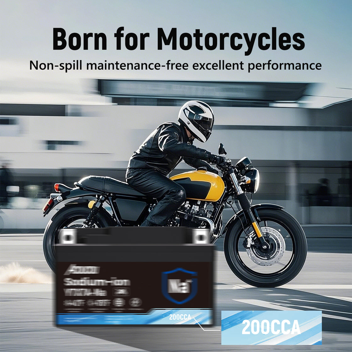 Acoucou YTX7A-BS Motorcycle Battery, 12V Sodium-Ion Battery, 200CCA, For Motorcycles, ATV, Lawn Mowers, Dirt Bike,Tractors, Scooter, UTV. Replacement for YTX7A BS Lead-acid and Lithium Batteries