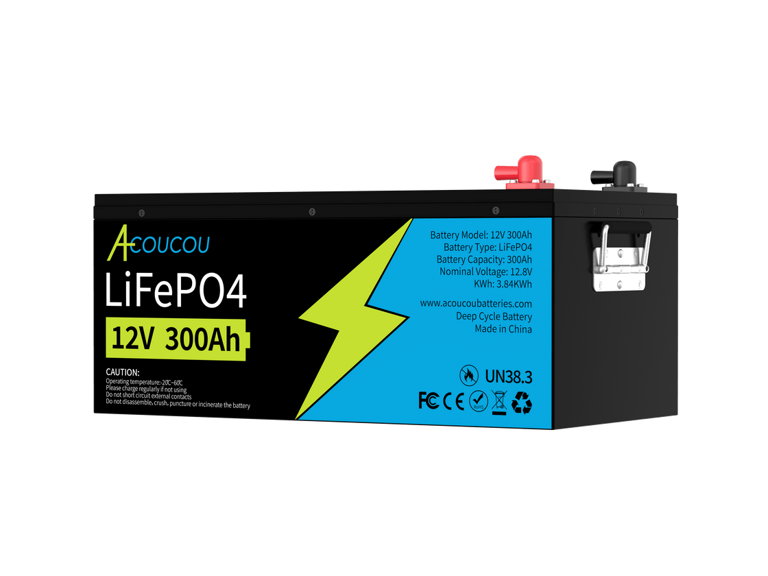 Ampere Time 12V 300Ah Lithium LiFePO4 Battery, Built-in 200A BMS