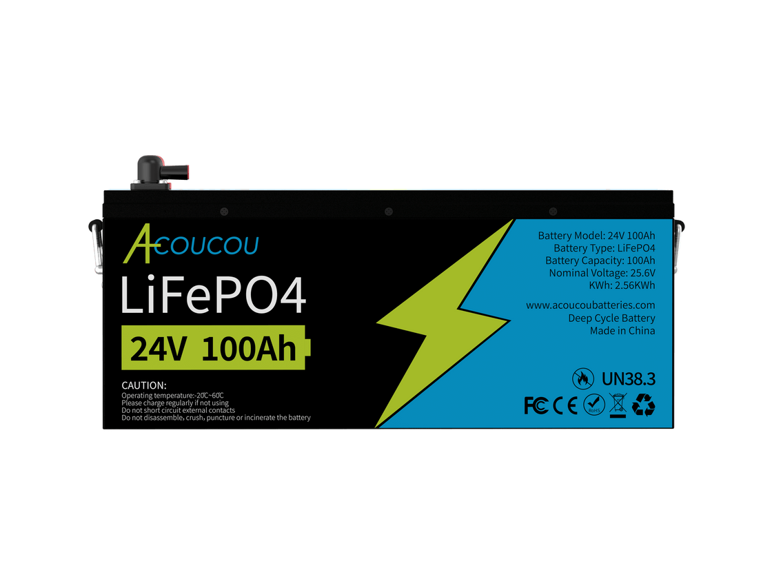 24V 100Ah LiFePo4 Deep Cycle Lithium Battery Bluetooth / Self