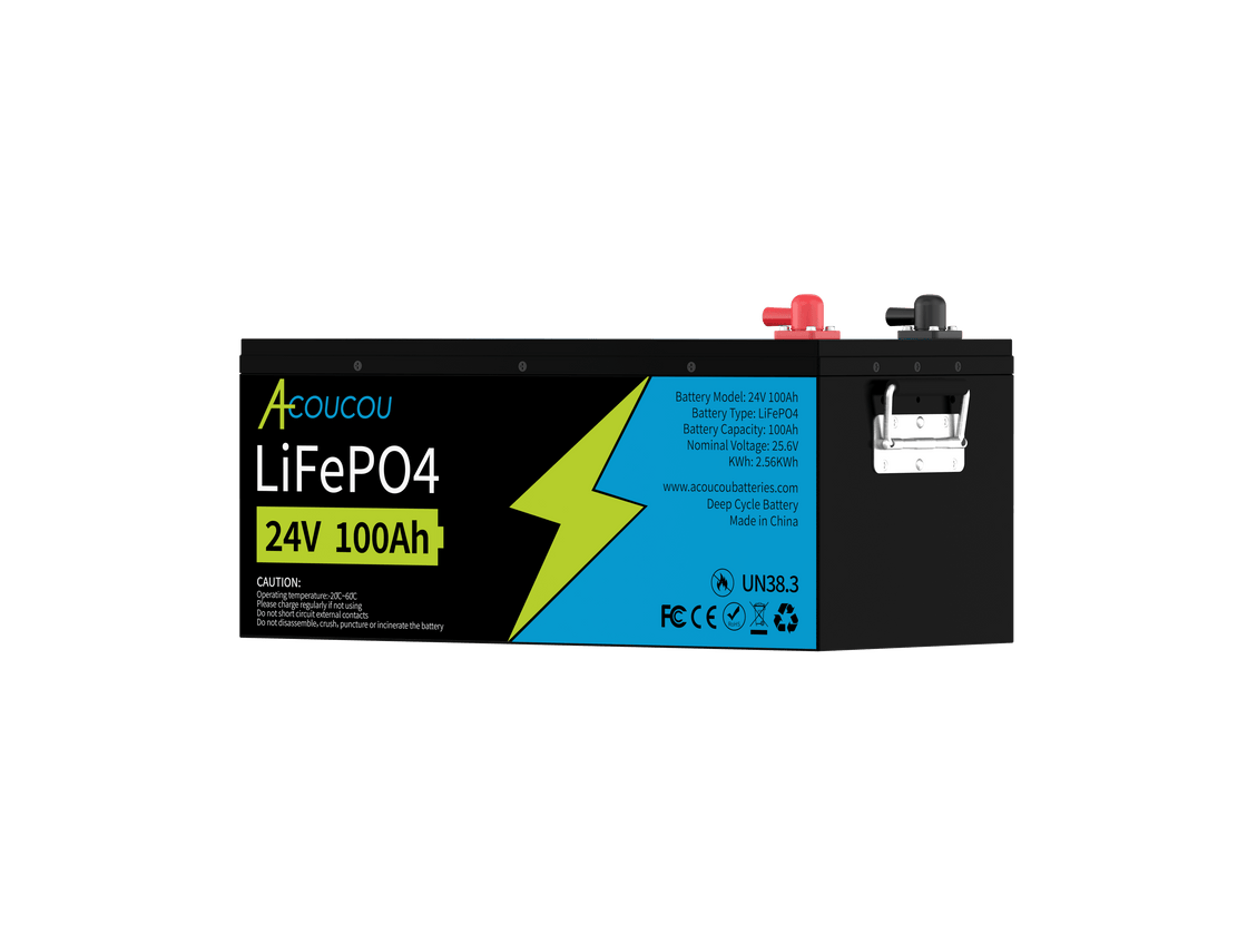 24V 100AH LiFePO4 Deep Cycle lithium iron Battery 2560W BMS Solar For RV  Marine