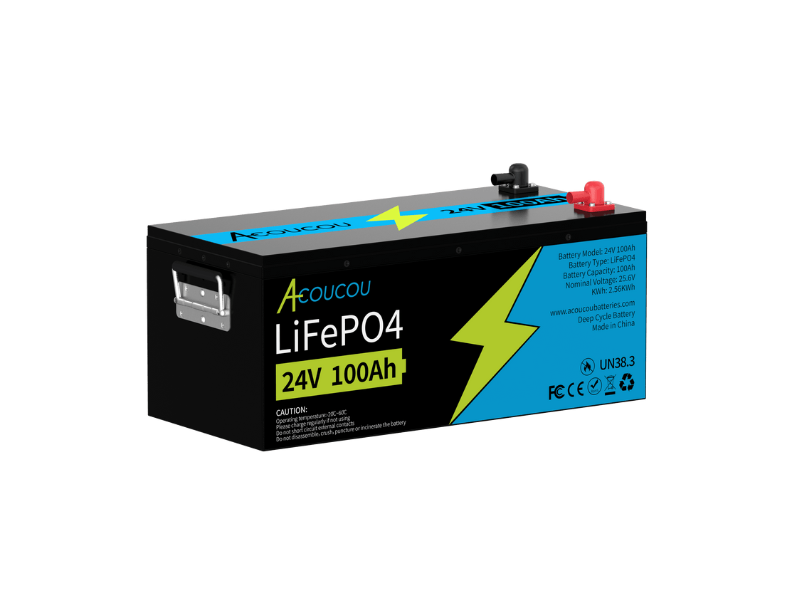 Acoucou MaxOne 24V 100Ah Bluetooth Lithium LiFePO4 Deep Cycle Battery,RV Marine Motor Golfcart Battery - Acoucoubatteries